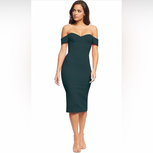 Dress the Population Dresses & Skirts - NWT-Dress the Population Women's Bailey Off the Shoulder Sweetheart Bodycon Midi